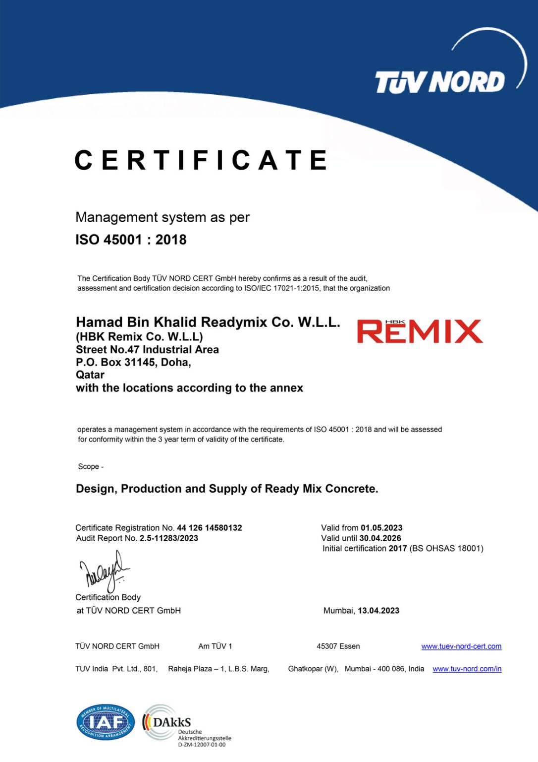 ISO 45001 : 2018 – HBK Remix